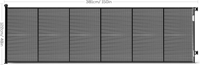 Retractable Baby Gate for Stairs, 48" Tall X 150" Wide Mesh Dog Gate Indoor, Child Gate for Doorways, Hallways, Deck, Indoor Outdoor Pet Baby Safety Essentials for Home, Black