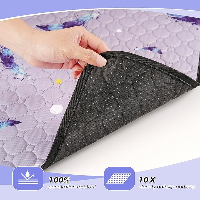 Washable Pee Pads for Dogs, 2Pack Reusable Puppy Pads, Super Absorbent & Leakproof Dog Pads, Anti-Slip Dog Pee Pads for Puppy Training & Incontinence, Feather Pattern 18"x24"