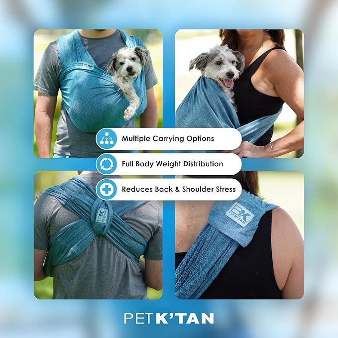 Pet K’tan Anti Anxiety Wearable Cat & Dog Carrier – Hands-Free Front Facing Adjustable Pet Cuddler Sling for Small to Medium Pets & Puppies up to 20 lbs | Pawquamarine | Large