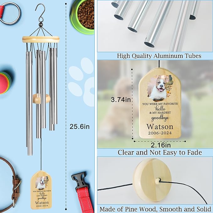 Pet Memorial Wind Chime, Pet Loss Gifts, Pet Memorial Gifts for Dogs, Dog Memorial Gifts for Loss of Dog, Loss of Dog Sympathy Gift, Dog Remembrance Gift, in Memory of Dog Cat - You were My Favorite