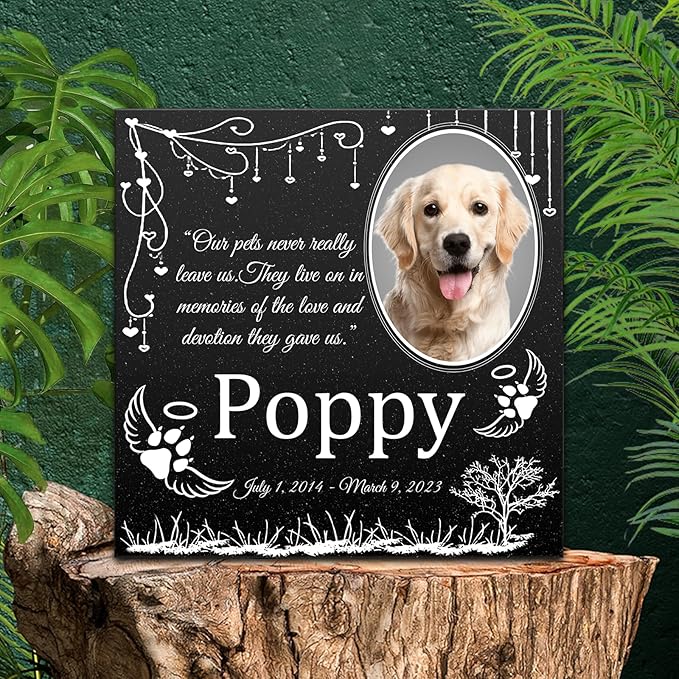 ADFSTONE Cat Memorial Stones, Pet Headstone for Loss Gifts, Animal Grave Markers - Sympathetic Dog Gift, Granite Pet Burial Markers, Personalized Pet Gravestone, Garden Stones for Bereavement
