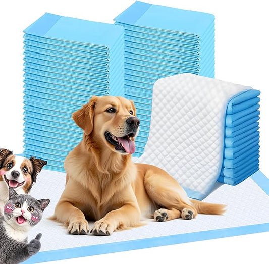 FluffyDream Super Absorbent Waterproof Dog and Puppy Pet Training Pad, Housebreaking Pet Pad,Blue (23.6"x23.6"（100PCS）)