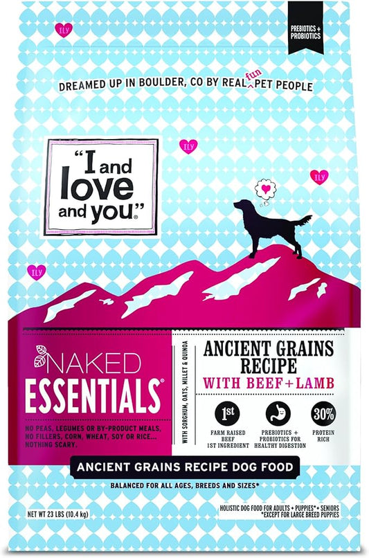 I and love and you Naked Essentials Ancient Grains Dry Dog Food - Lamb + Beef - High Protein, Real Meat, No Fillers, 23lb Bag