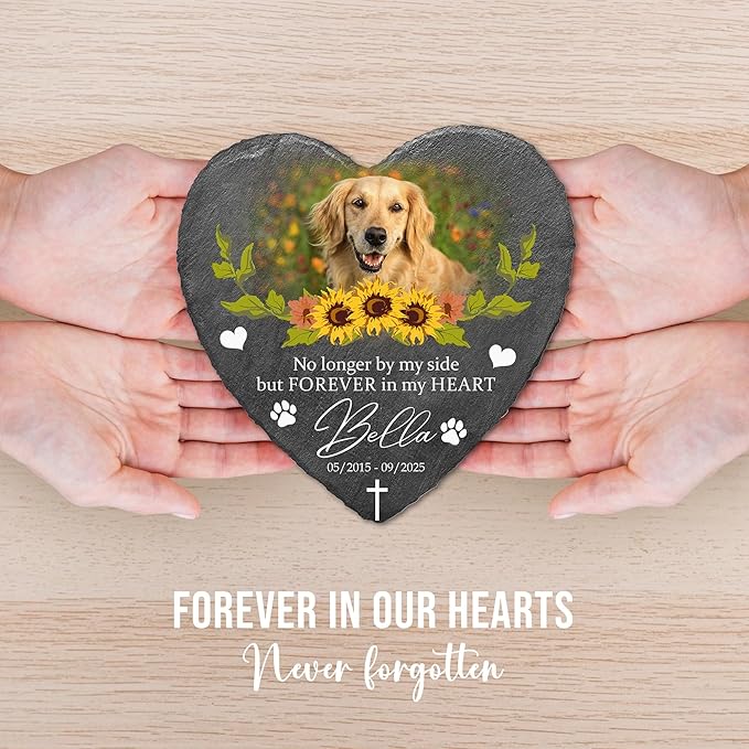 Custom Pet Stone Memorial Dog Memorial Plaque with Photo | Pet Memory Stone for Dog Sympathy Gifts Personalized Gifts for Dogs | Customized Headstone in Loving Memory Pets for Pets Lovers
