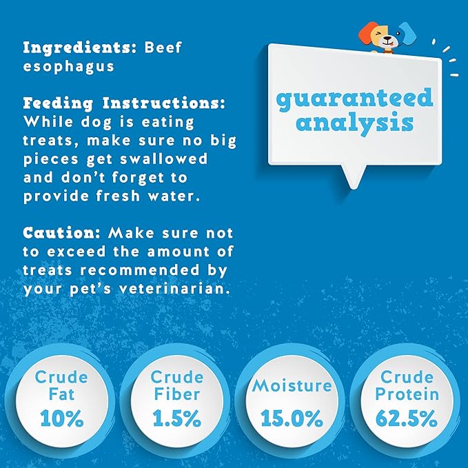 Jack&Pup Braided Gullet Sticks for Dogs | 12" Esophagus Dog Treats | Single Ingredient Beef Sticks (5 Ct)