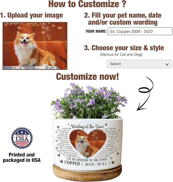 Customized Dog Memorial Picture Plant Pots Pet Remembrance Dog Photo Plant Pot Bedroom Decor Funeral Keepsake Memorial Bereavement Gifts For Loss Of Picture Gifts For Someone Lost