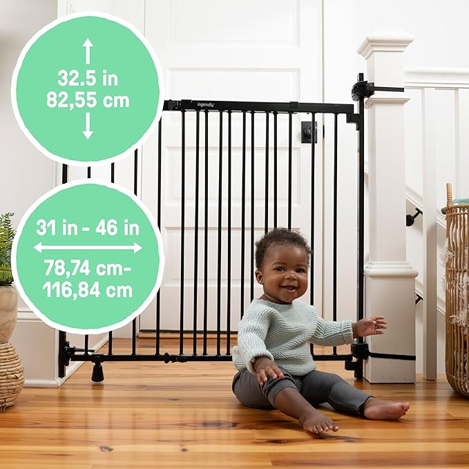 Ingenuity The Stairway+ 46W Series Pet and Baby Gate - Black