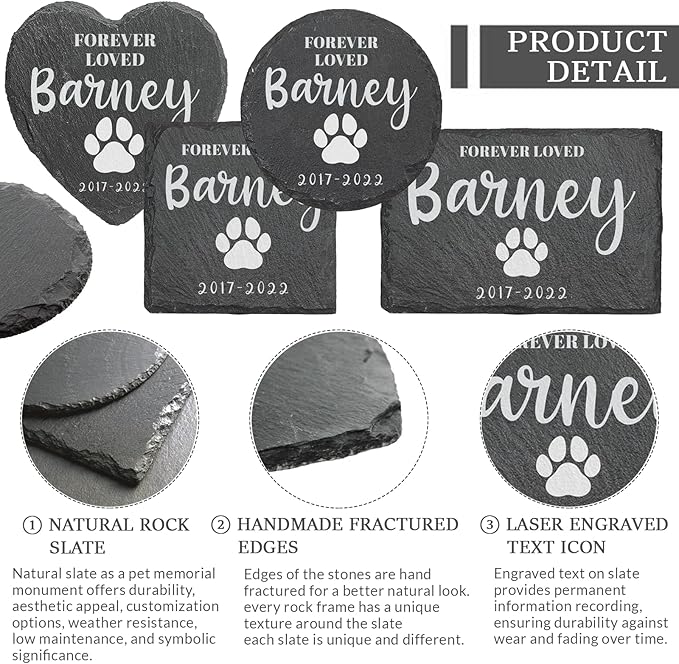 ubjva Dog Memorial Stone Dog Memorial Gifts for Loss of Dog Pet Garden Stone for Indoor Outdoor Lawn Backyard Cemetery Decorations - Style9(Laser Engraving)