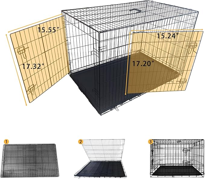 36 Inch Dog Crate Metal Wire Dog Cage with Double Door Dog Kennel with Divider Panel Secure Latches for Large Dogs Dog Crates for Medium Dogs Portable Durable Easy to Assemble