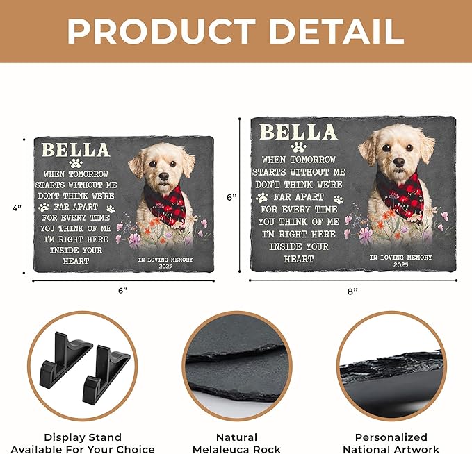 Custom Pet Memorial Stone for Loss of Dog | Personalized Remembrance Gift for Pet Lovers | Grave Marker with Photo & Quote | Dog Memorial Garden Keepsake