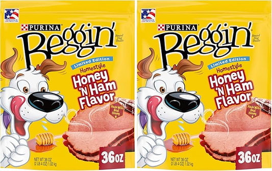 Purina Beggin'’ Limited Edition Adult Dog Treats,Homestyle! Honey N’ Ham Flavor - 36 oz. Pouch,(Pack of 2)