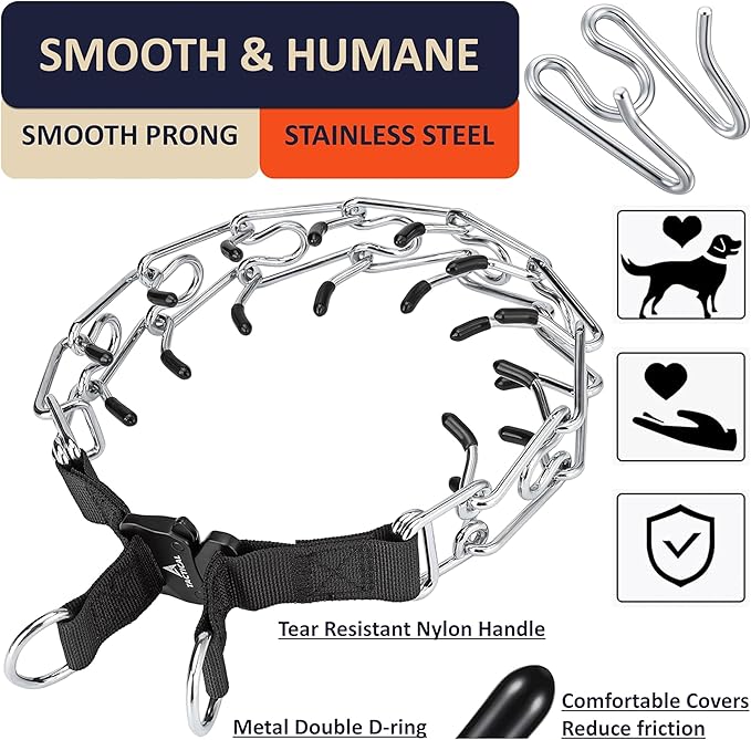Quick Release Dog Training Collar Adjustable Stainless Steel Collar for Small Medium Large Dog (Pink, XL Neck Girth 16.9"-22.2")