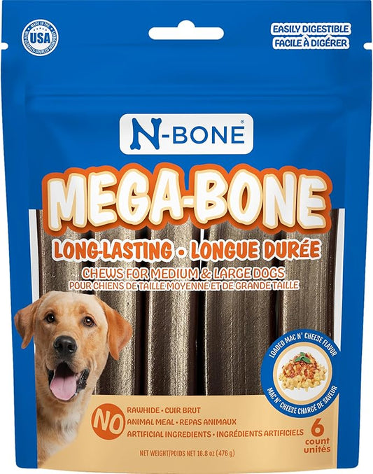 N-Bone Mega-Bone Long-Lasting Dog Chews, Mac n' Cheese Flavor, 6count, 16.8oz