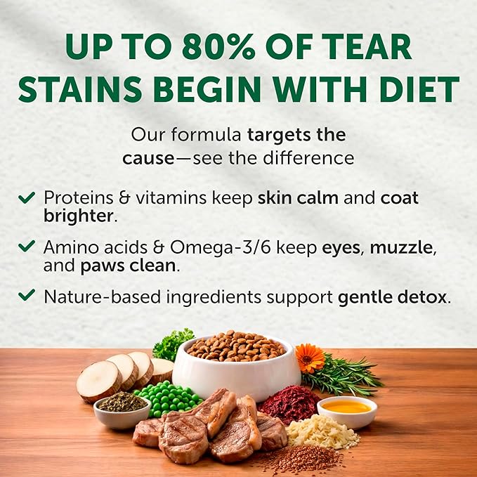 Nature's Protection Grain Free Dry Dog Food for Small Breed - High Protein Tear Stain Diet for Adult Dogs with Light Fur - Small Bites Kibble (Superior Care - Lamb, 3.3 lb)
