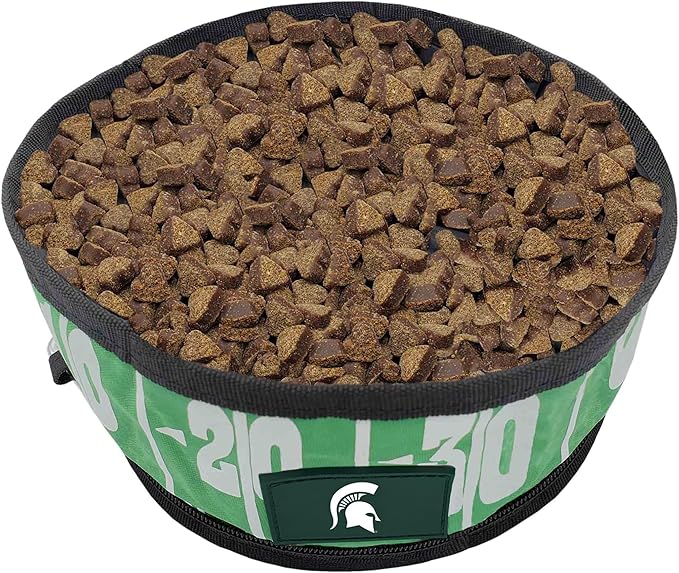 Pets First NCAA Michigan State Spartans Collapsible Dog Travel Bowl Set, 2 Pack Food & Water Bowls for Dogs, Best Portable & Lightweight Leak-Proof Dog Bowls for Travel