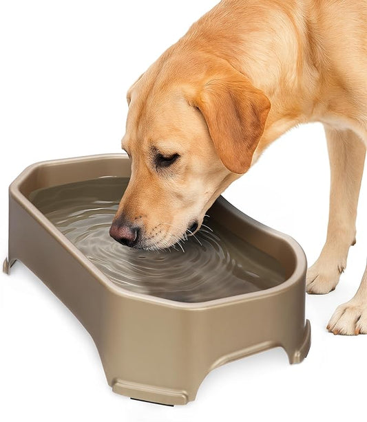 Neater Pet Brands Extra Large Water Bowl for Dogs, Outdoor Dog Water Bowl (1.25 Gallon XL Capacity), Big Trough Style Food Dish for Indoors or Outside, No Spill Large Dog Bowls, Champagne