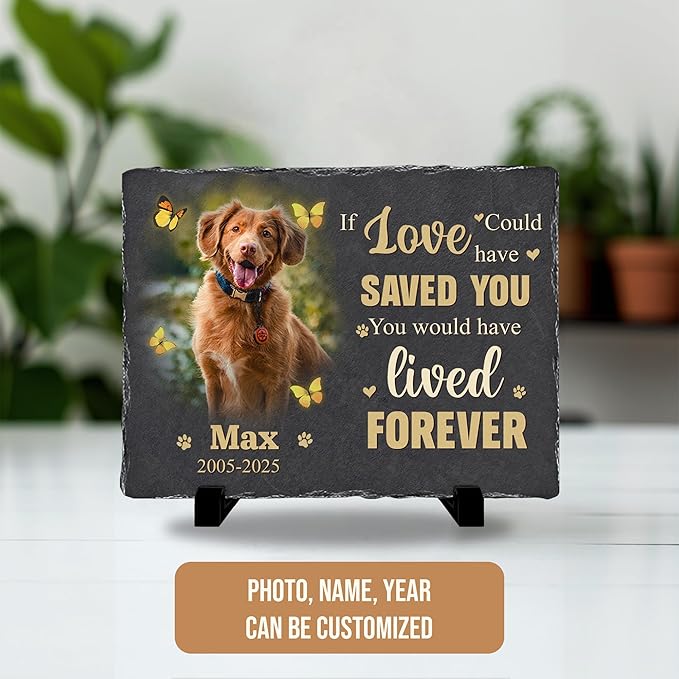 Personalized Pet Memorial Stone | Custom Photo Memory Plaque for Dogs | Pet Remembrance Gift for Loss of Dog | Memorial Stone for Garden or Home Decor