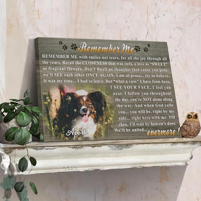 Dem Canvas Personalized Photo Canvas Prints, Dog Loss Gifts, Remember Me With Smiles Not Tears, Pet Memorial Gifts For Dog Lover, Dog Death Sympathy Gifts, Cat Memorial Print Photos Pet Loss Gift (30x20)