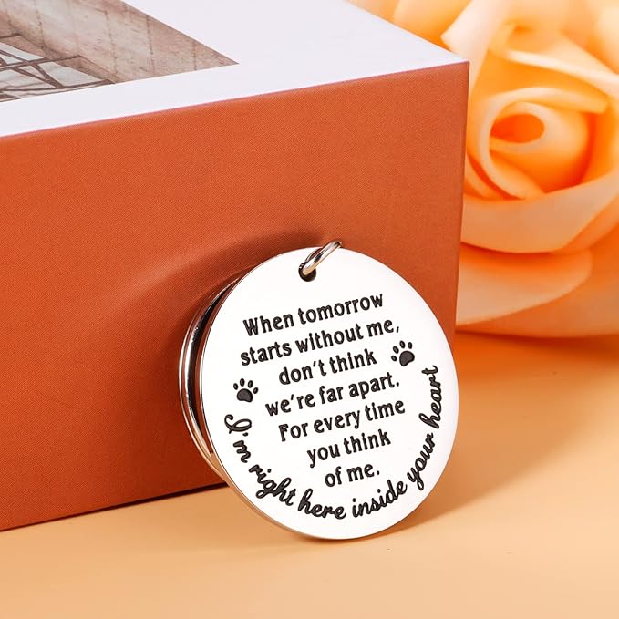 KINMES Pet Memorial Gifts When Tomorrow Starts Without Me Dog Cat Remembrance Keychain Loss of Dog Pup Puppy Sympathy Gifts for Men Women Pet Lover Owner Friends Rainbow Bridge Paw Print Presents