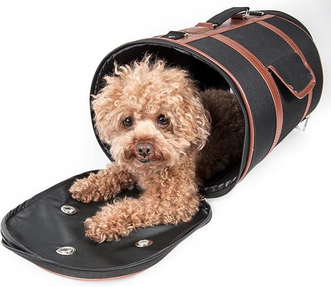 Pet Life ® Airline Approved Cynlider Fashion Pet Carrier - Airline Approved Travel Dog Carrier for Small Dogs and Cats