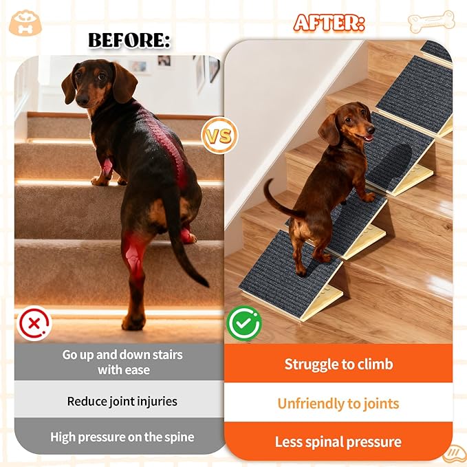 TNELTUEB 6 Pack Upgraded Dog Ramps for Stairs, Adjustable Stair ramp for Dogs,Portable Dog Stairs with Mat for Small Dogs and Cats, Non-Slip Pet Steps for Elderly or Injured Pets