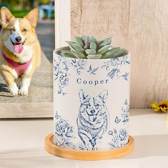 callie Personalized Pet Memorial Gifts Plant Pot with Photo and Wings, Custom Angel Sympathy Gift for Dog Cat Loss, Pet Passing Away Gifts