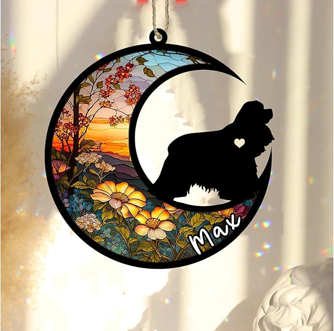 Personalized Dog Memorial, Custom Name American Cocker Spaniel Dog Christmas Ornament with Name, Custom Breeds, Pet Loss Light Catcher, Gifts for Lovers Loss of Pet Sympathy on Mothers Day Christmas