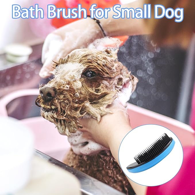 Small Dog Brush Puppy Brush for Small Dogs Soft Dog Bath Brusher Gentle Dogs Hair Remover Brushes Grooming Tool for Teddy Yorkies Maltese Shih Tzu Chihuahua Puppy Hair Brushes, Blue