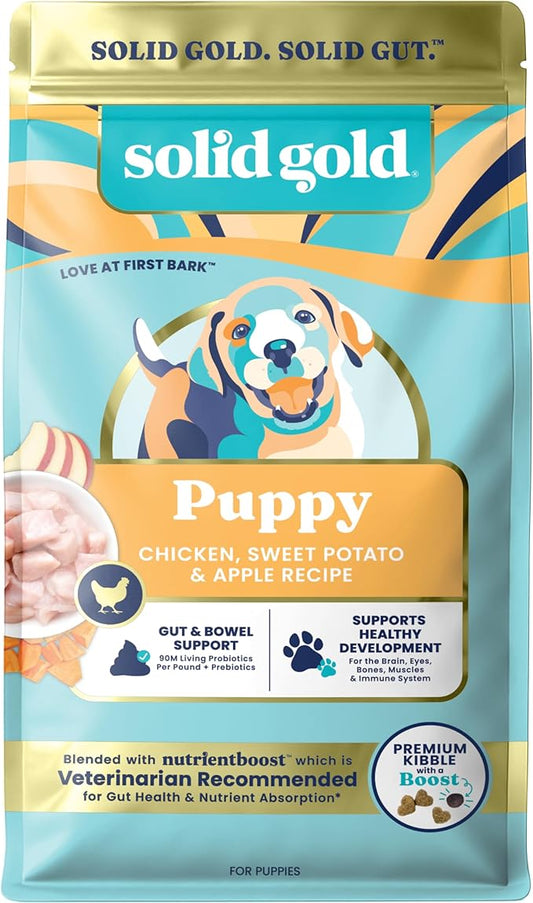 Solid Gold Chicken Dry Puppy Food - W/Real Chicken & Potato - Grain Free & Gluten Free Puppy Dog Food w/Probiotics for Gut Health & Digestion - Healthy Kibble for Puppies - Nutrientboost™ - 22 LB