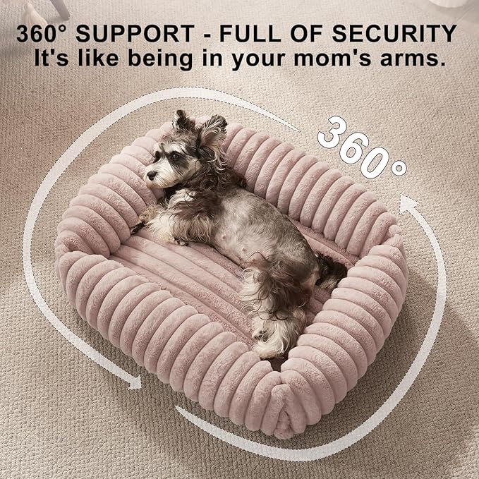 FURTIME Dog Bed for Small Medium Dog, Washable Orthopedic Pet Bed with Removable Cover, Rectangle Soft Calming Sleeping Puppy Bed Durable Pet Cuddler with Anti-Slip Bottom
