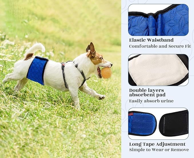 Mkono Male Dog Belly Band Wraps Washable Dog Diapers Male for Small and Medium Dogs (3 Pack), Waist 18.9 Inches to 23.6 Inches