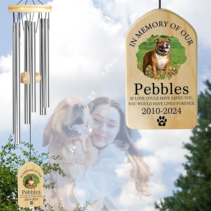 Pet Memorial Gifts for Dogs - Pet Memorial Wind Chime - Dog Memorial Gifts for Loss of Dog - Loss of Dog Sympathy Gift, Dog Remembrance Gift, in Memory of Dog Cat - Have Lived Forever