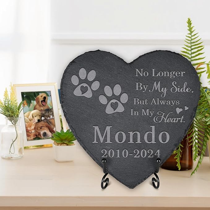 Pet Memorial Stone Pet Headstone - Loss of Pet - Pet Keepsake - Memorial for Pet - Pet Remembrance - in Memory of Pet (Heart-Shaped)