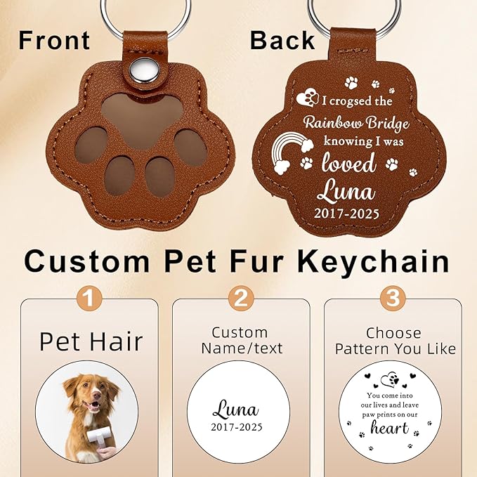 Custom Pet Photo Keychain - Personalized Memorial Keychain with Photo Name for Pet Loss Remembrance Dog Memory Sympathy Gifts
