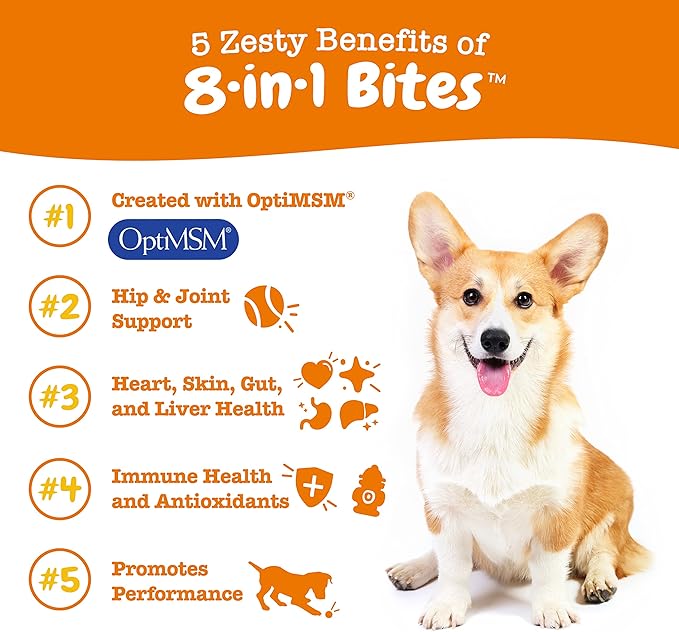 8-in-1 Multifunctional Supplements for Dogs - Glucosamine Chondroitin for Joint Support with Probiotics for Gut & Immune Health – Omega Fish Oil Antioxidants for Skin & Heart Health - 90ct, 4 Pack
