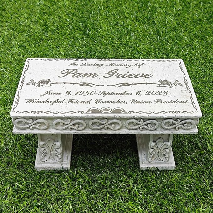 Personalized Bench Memorial Stones for Pet, Laser Engrave Pet Grave Markers Dog Headstone Cat Tombstone Outdoor Memorial Garden Stones Loss of Pet Memorial Sympathy Gifts