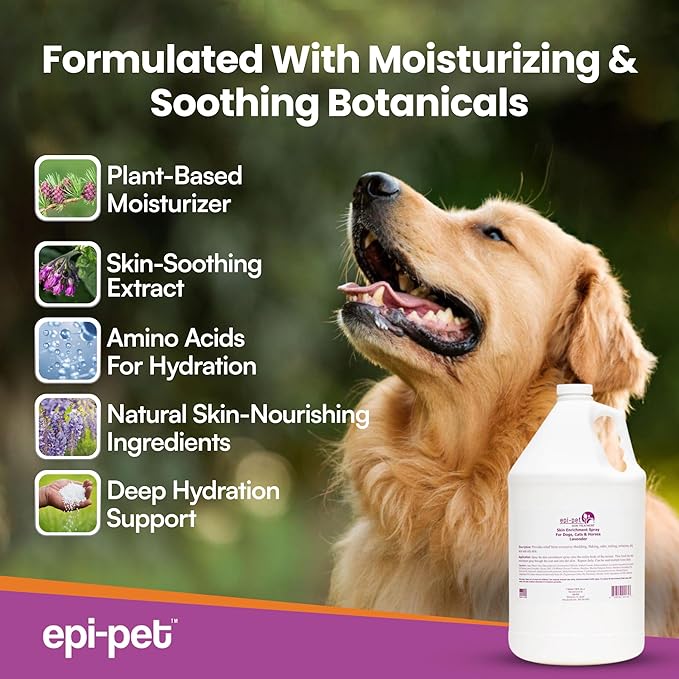 Epi-Pet Veterinary Formulated Dog Hot Spot and Dog Itch Spray, Pet Skin Treatment Spray for Allergies, Deshedding and Redness, Use it as Skin and Coat Conditioner, 1 Gallon (Pack of 2), Lavender