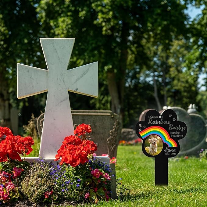 Custom Dog Grave Markers Outdoor, Personalized Pet Grave Marker Dog Memorial with Photo and Name, Outdoor Weatherproof Pet Cemetery Sign, Personalized Dog Memorial Gifts for Loss of Dog