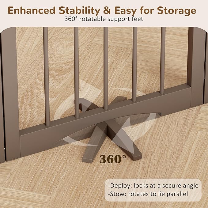 Free Standing Dog Gate Indoor, Foldable Dog Gate for Doorways Stairs Hallways, 3-Panel Freestanding Pet Gate with Support Feet for Stability, Folding Puppy Gate Easy to Move, Doggy Gate 54"x24"