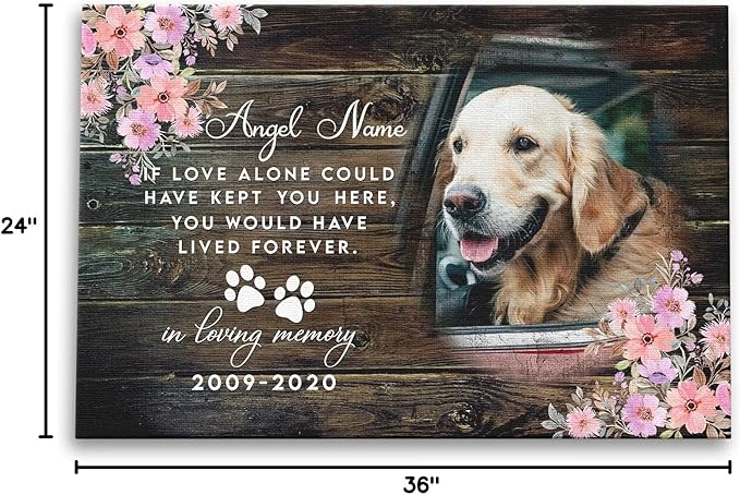Dem Canvas Personalized Photo Canvas Prints, Dog Loss Gifts, Forever In My Heart, Pet Memorial Gifts, Dog Death Sympathy Gifts, Dog Passing Away Loss Gift Dog Grieving Gifts (36x24)