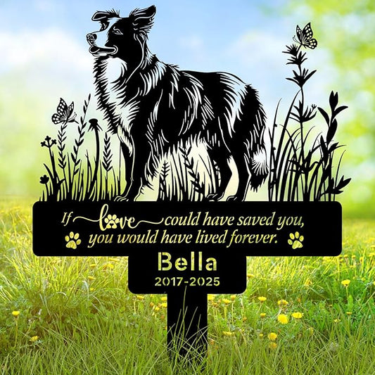 Personalized Pet Border Collie Grave Markers, Custom Metal Dog Memorial Stake for Pet Headstone, Waterproof Pet Border Collie Cemetery Plaque for Outdoors, Lost Pets Sympathy Gifts