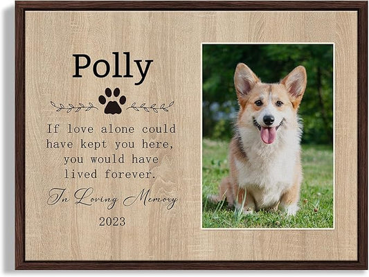 Personalized Pet Memorial Gifts with Photo for Loss of Dog, Custom Canvas Wall Art with Name and Date, Customized Decor Print with Framed, Pet Loss Sympathy Gifts for Dog Lover Owners