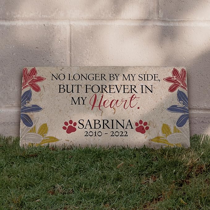 Personalized Pet Memorial Stone, 6x12 Custom Limestone Pet Grave Markers as Keepsake or Pet Remembrance, Thoughtful Pet Loss Gifts for Bereaved Pet Owners, Personalized Memorial Gifts (Sabrina)