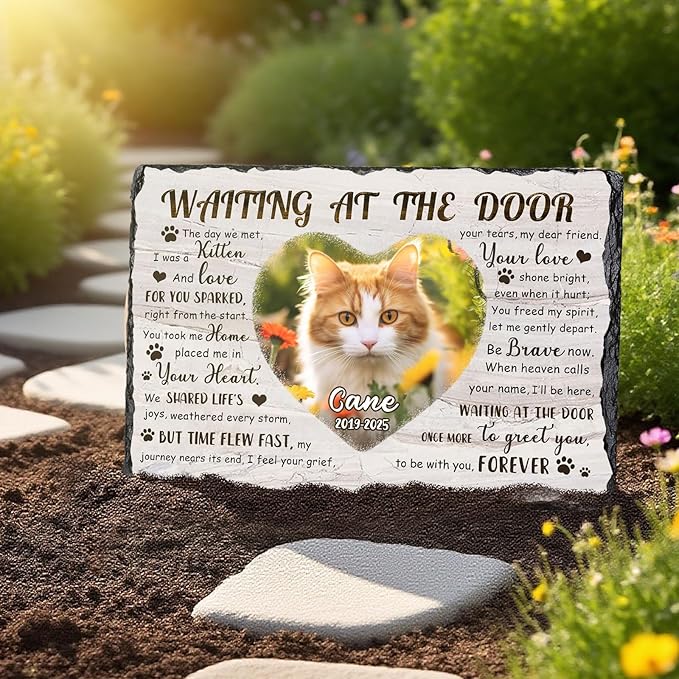 Ship Next Day, Customized Pet Memorial Stones for Dogs Cats Memorial Gifts for Loss of Dog Death Sympathy Gift with Photo Picture Name Date Personalized Pet Frame
