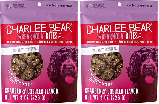 Charlee Bear Bearnola Bites Dog Treats, Cranberry Cobbler Flavor, 8oz (Pack of 2)