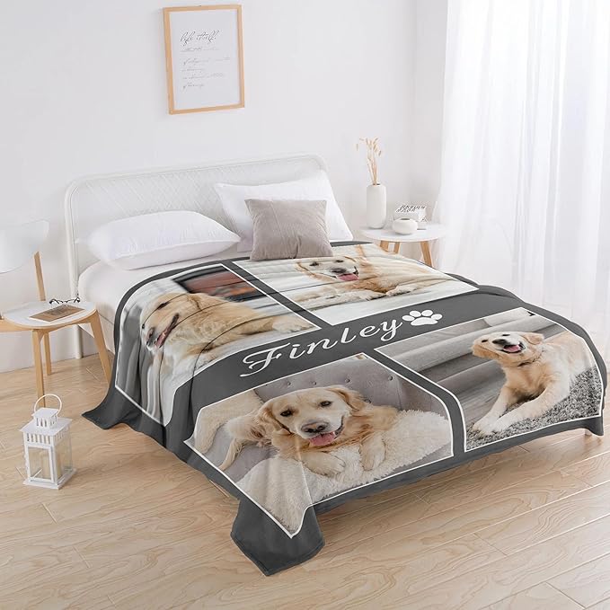Funny DIY Personalized Pet Memorial Blanket with Photo Pet Memorial Gifts for Dogs Cats Loss of Dog Sympathy Gift Dog Bereavement Remembrance Pets Loss Gifts Custom Dogs Picture Blanket