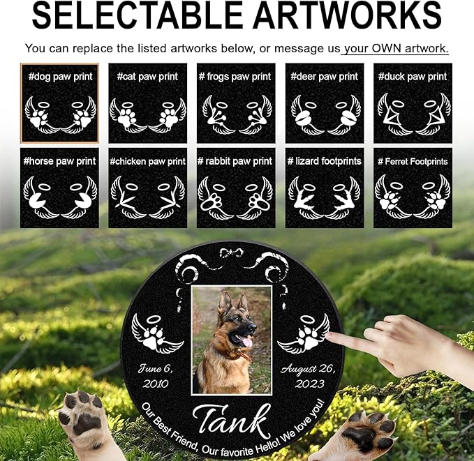 ADFSTONE Cat Memorial Stones, Pet Headstone for Loss Gifts, Animal Grave Markers - Sympathetic Dog Gift, Granite Pet Burial Markers, Personalized Pet Gravestone, Garden Stones for Bereavement