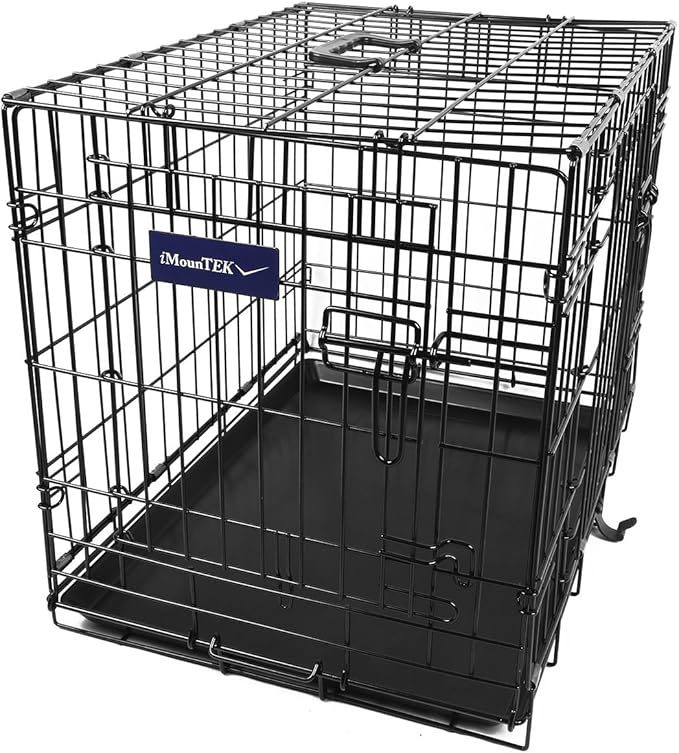 【Medium 30 INCH】 iMounTEK Folding Metal Pet Dog Puppy Cat Cage Crate Kennel W/Tray. 2 Doors Wire Cage for Training, Removable & Washable Pan Tray [Rust Resistant] Quick Assembly!