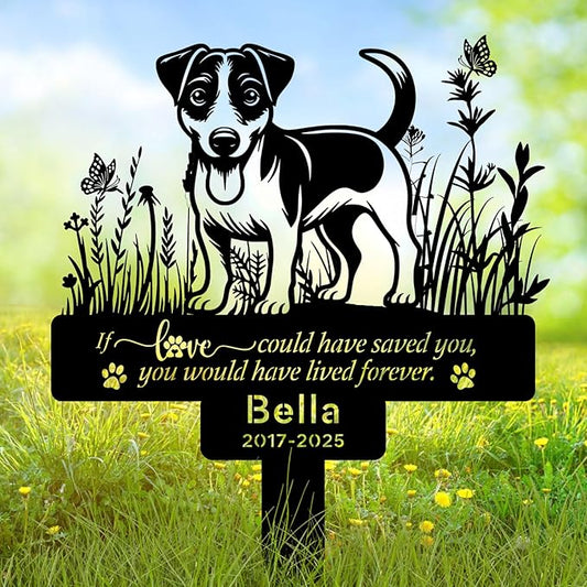 Personalized Pet Jack Russell Terrier Grave Markers, Metal Dog Memorial Stake for Pet Headstone, Waterproof Pet Jack Russell Terrier Cemetery Plaque for Outdoors, Lost Dogs Sympathy Gifts