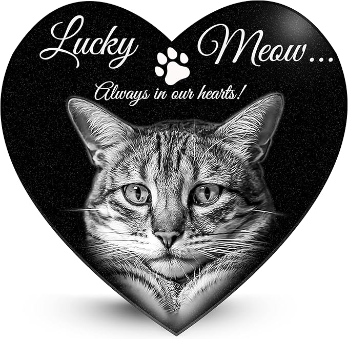 ADFSTONE Heart Shaped Pet Memorial Stones Personalized Dog Remembrance Gifts, Customized Cat Picture Grieving Plaque, DIY Gravestone, Custom Sympathy Photo Gift, Animal Grave Markers